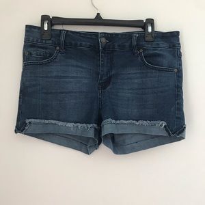 Dark wash denim shorts